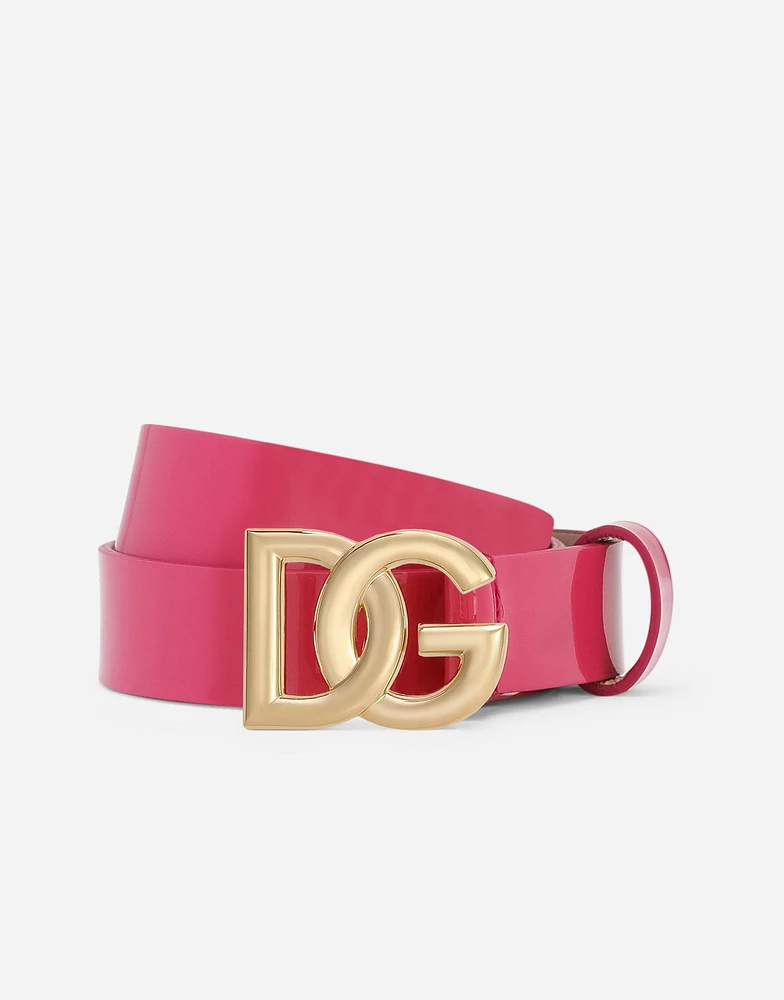 Patent leather belt with DG-logo buckle