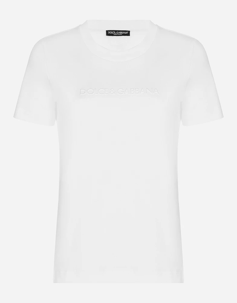 Jersey T-shirt with flocked Dolce&Gabbana detail