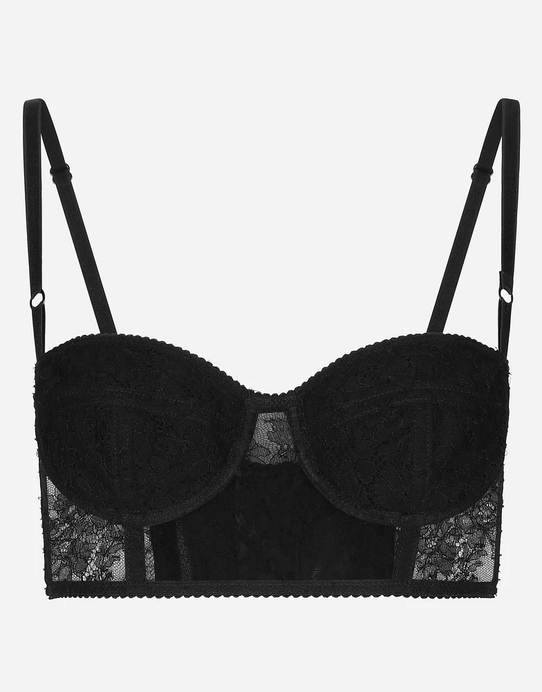 Lace balconette corset with straps