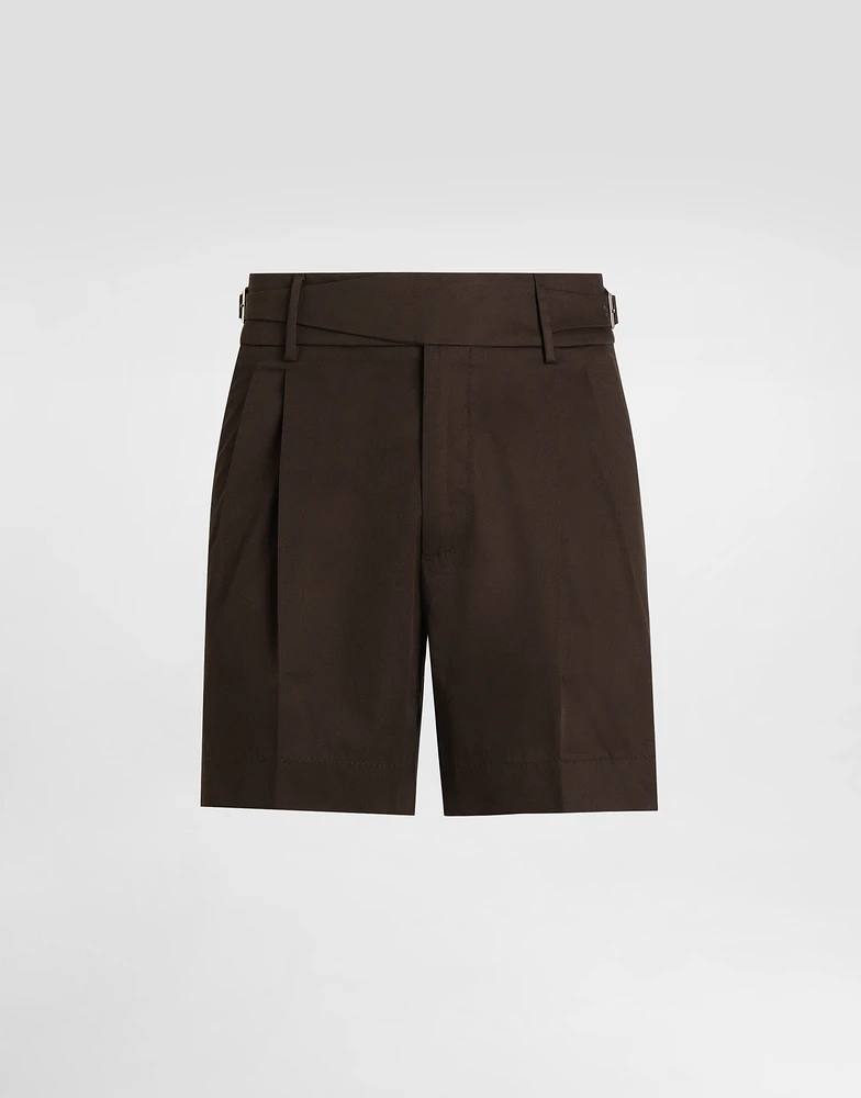Cotton gabardine shorts with double darts