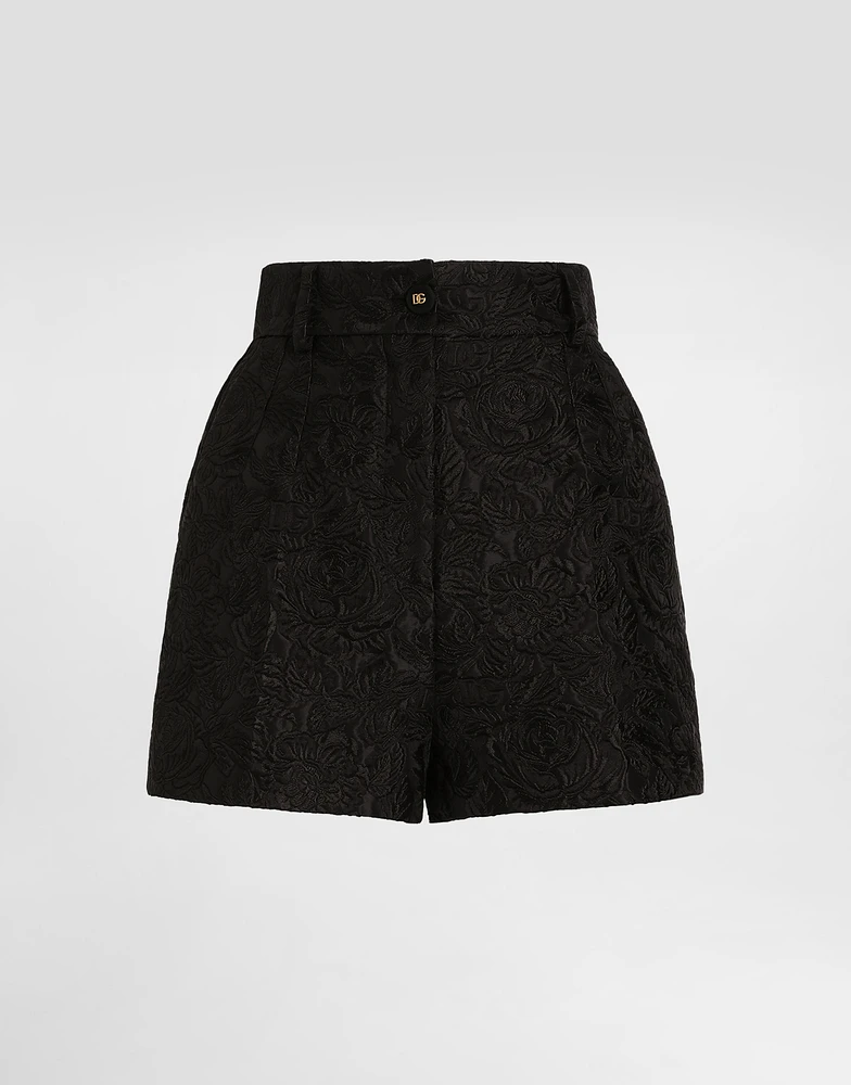 Quilted floral jacquard shorts with DG logo