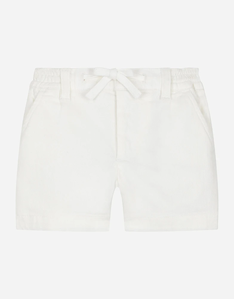 Garment-dyed gabardine shorts