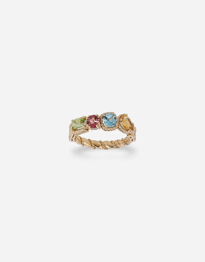 Rainbow Ring 18-carat yellow gold and multicolored gems