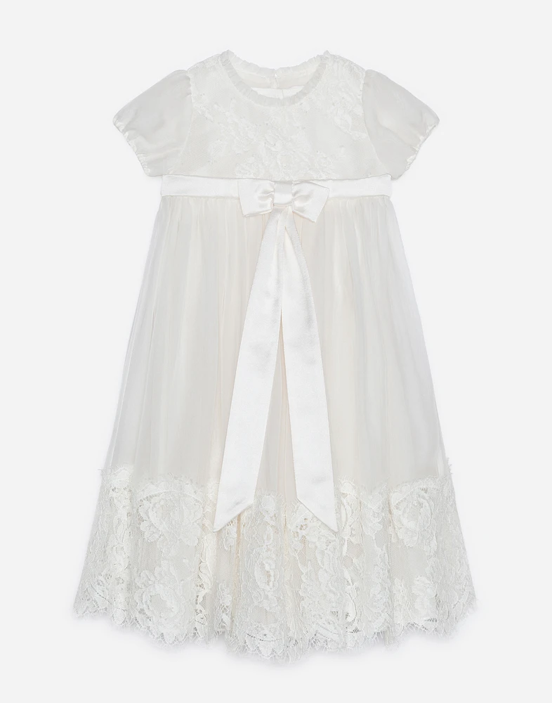 Silk chiffon and lace dress