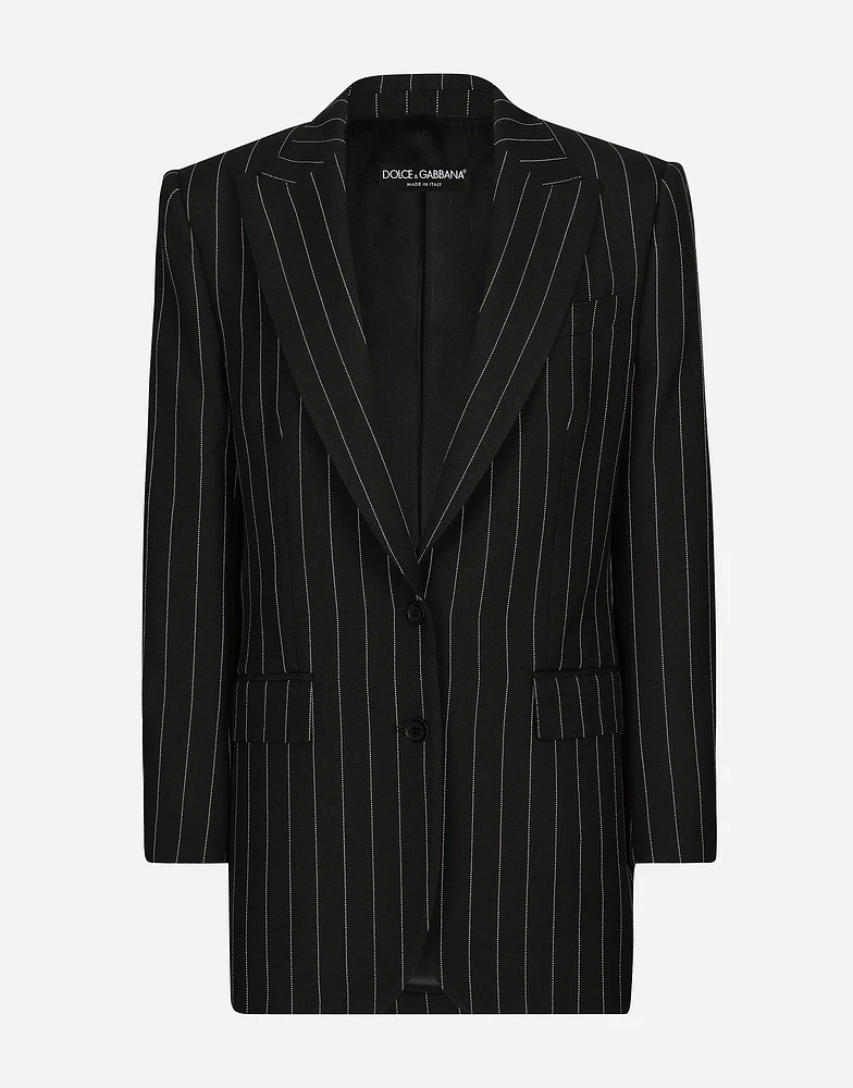 Single-breasted pinstripe wool jacket