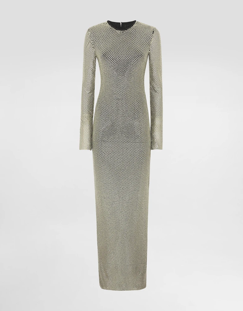 Long crystal mesh dress