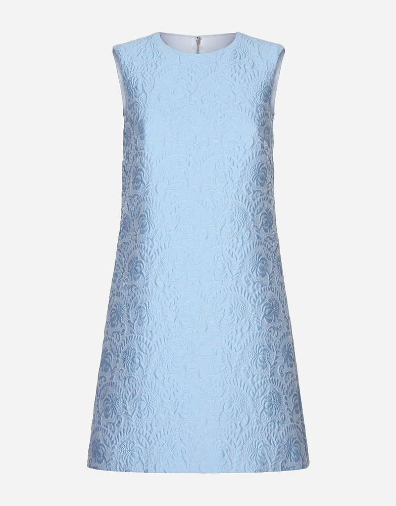 Short floral quilted jacquard A-line dress
