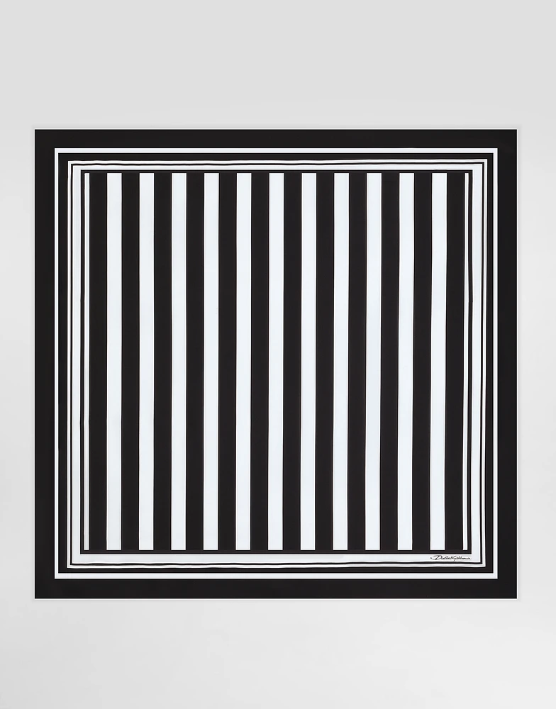 Striped-print silk twill foulard (90 x 90)