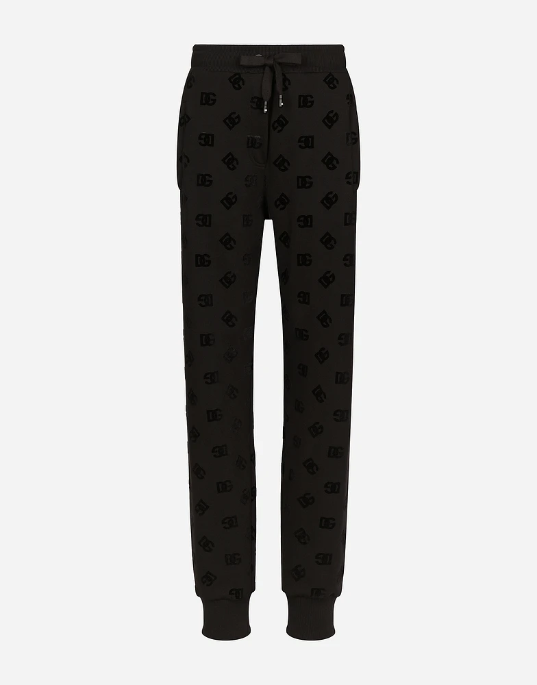 Jersey jogging pants with flocked DG logo print
