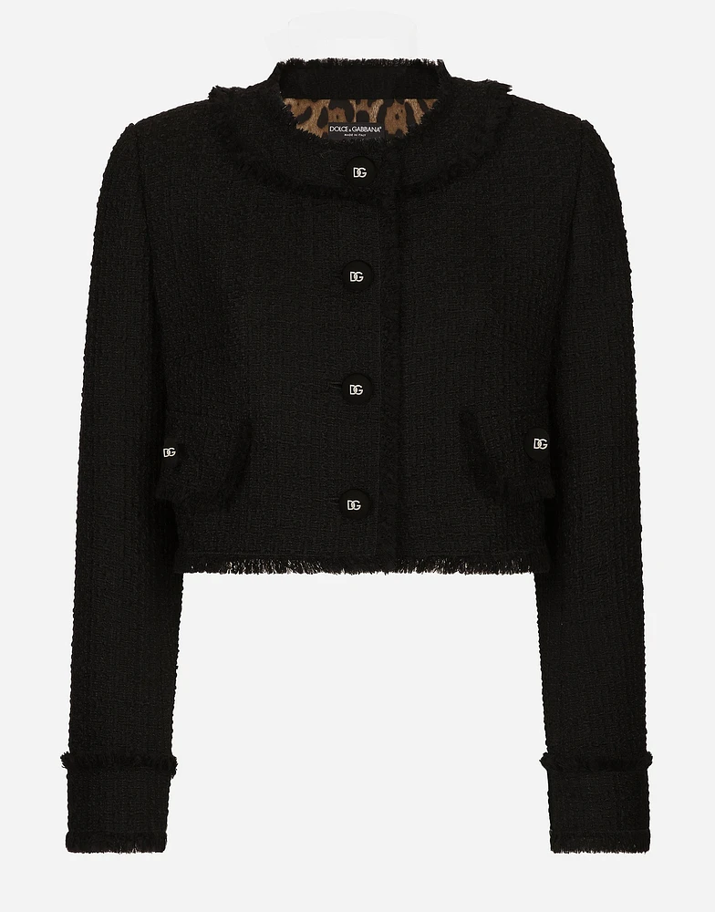 Short raschel tweed jacket