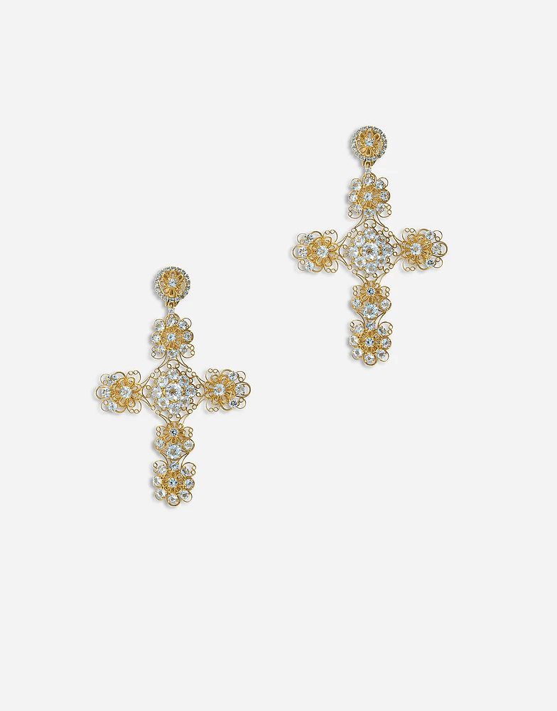 Filigree Earrings 18-carat yellow gold and aquamarines