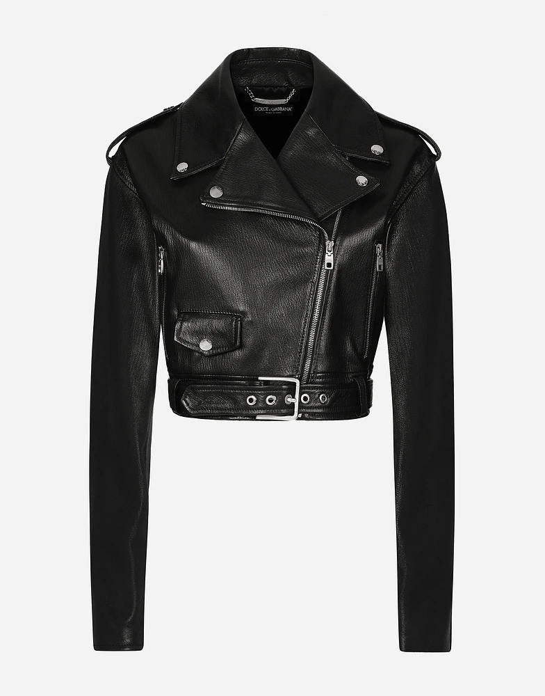 Plongé nappa leather biker jacket