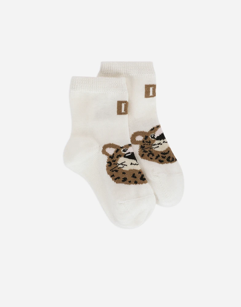 Baby leopard socks with jacquard DG logo