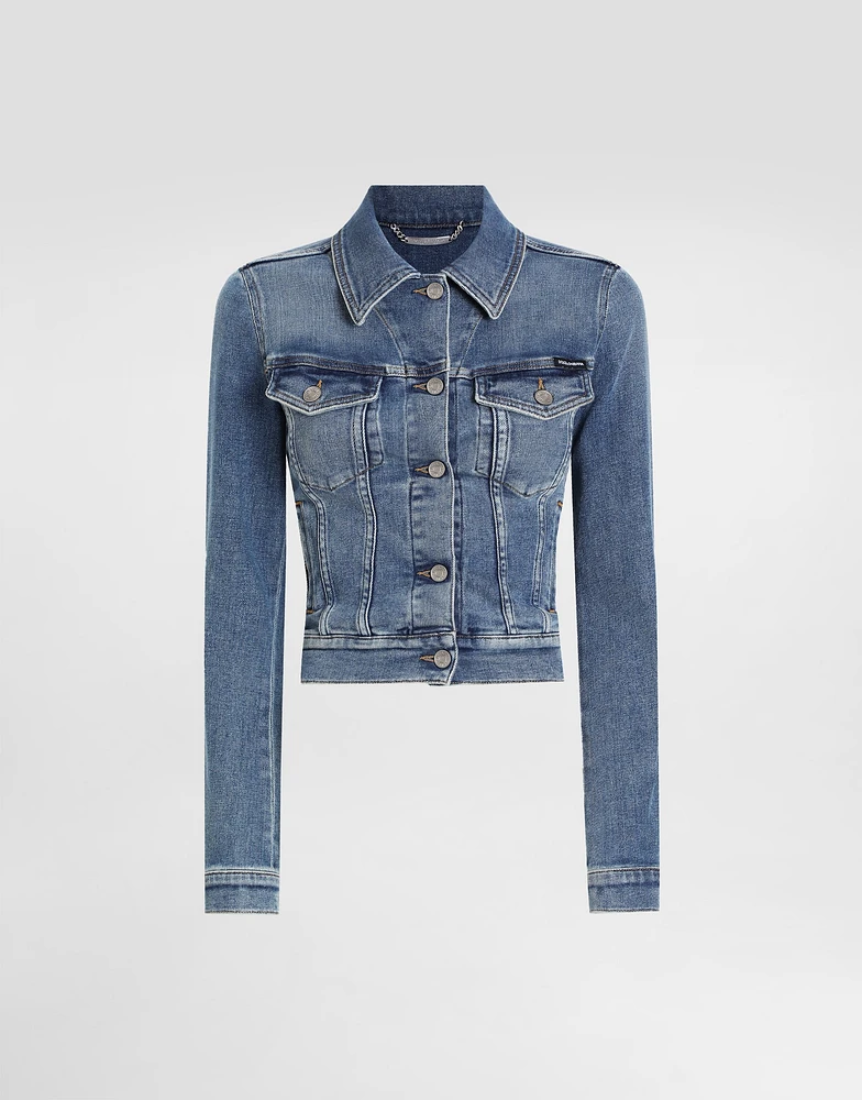 Cropped cotton denim jacket