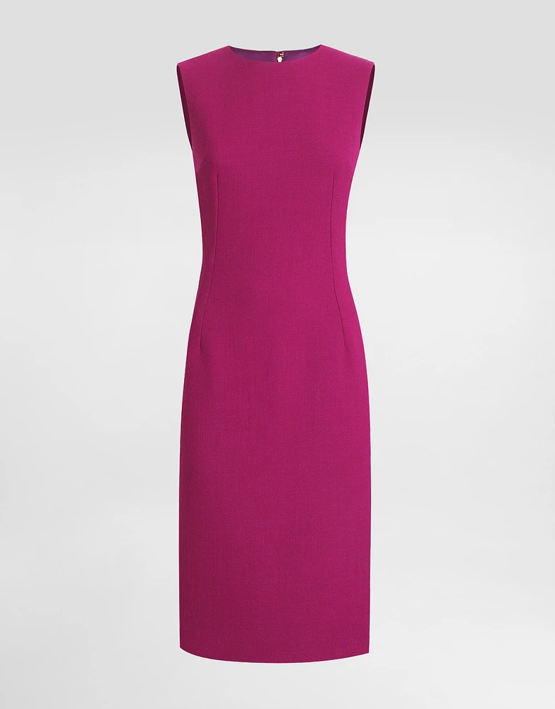 Wool crepe calf-length sheath dress