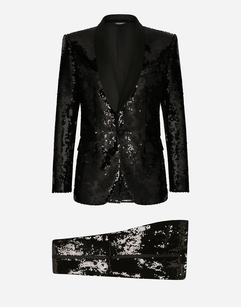 Sequined single-breasted Sicilia-fit tuxedo suit