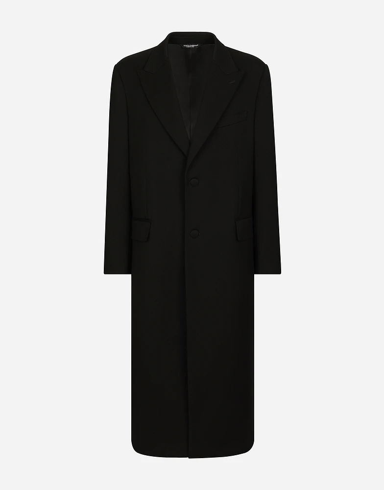 Single-breasted double-face stretch wool coat