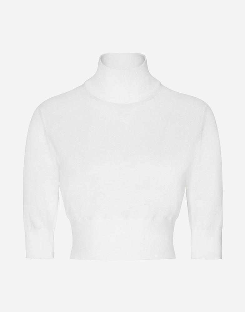 Cotton and silk cropped sweater