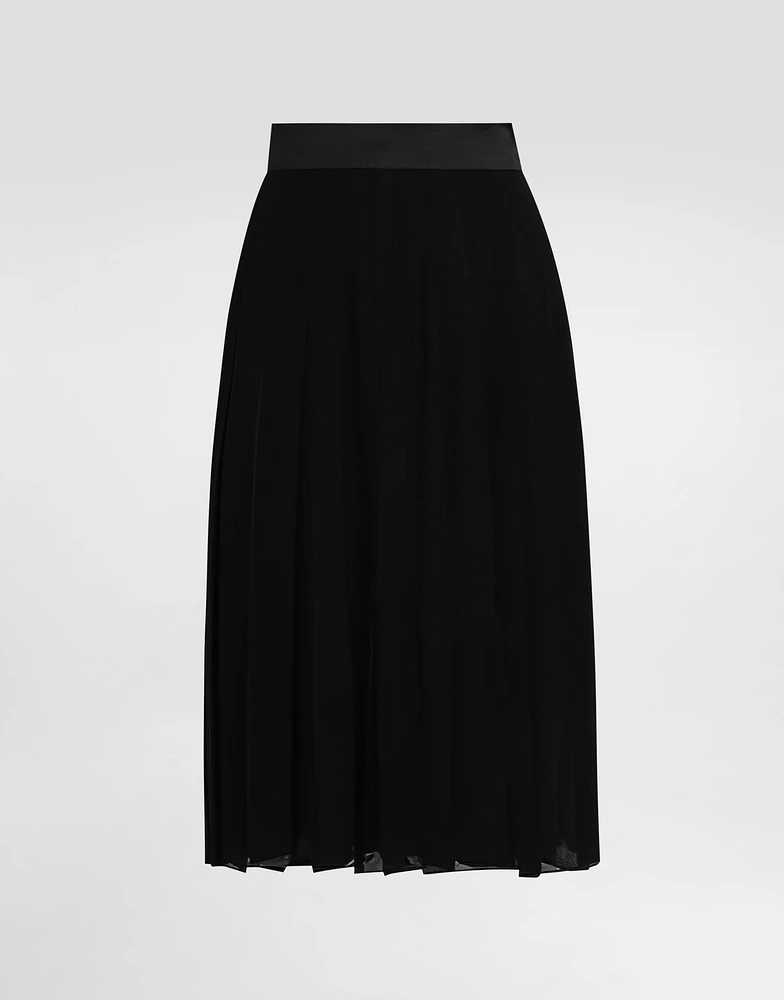 Pleated chiffon midi circle skirt
