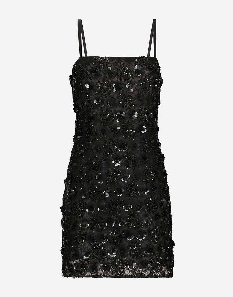 Short dress with sequin embellishment