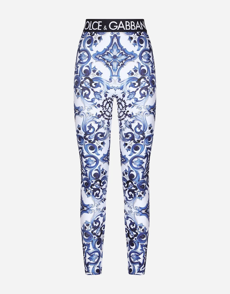 Majolica-print jersey leggings