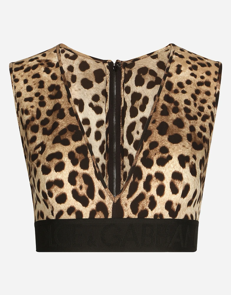 Leopard-print charmeuse top
