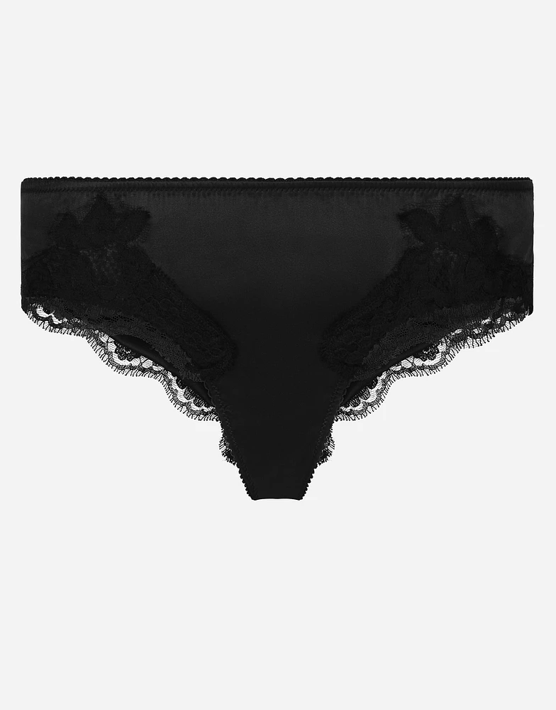 Satin briefs with lace detailing