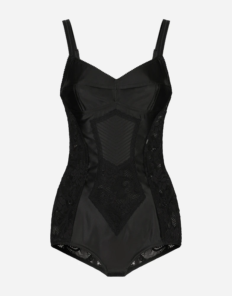 Corset lace and satin bodysuit