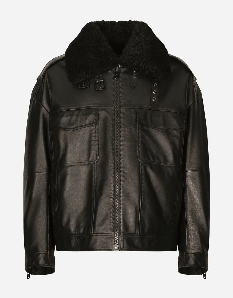 Bullskin jacket with shearling details