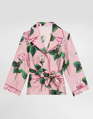 Twill shirt with rose print