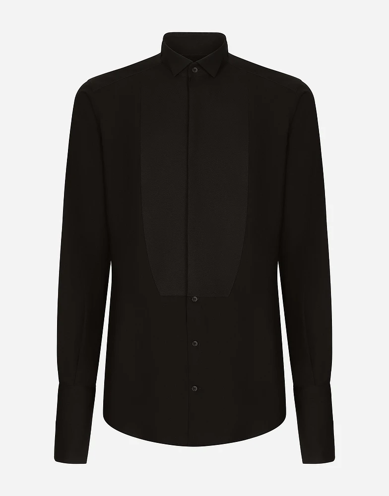 Cotton poplin Gold-fit tuxedo shirt