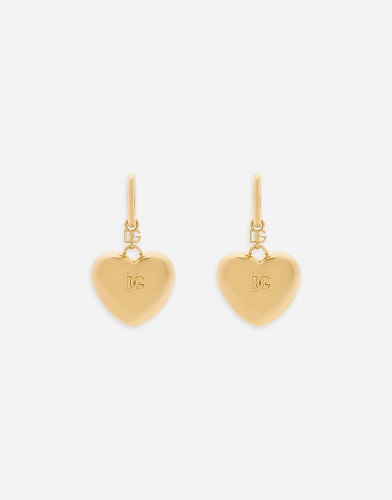 Heart drop earrings with DG logo