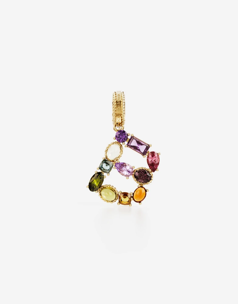 Charm B Lettering 18-carat yellow gold and multicolored gems
