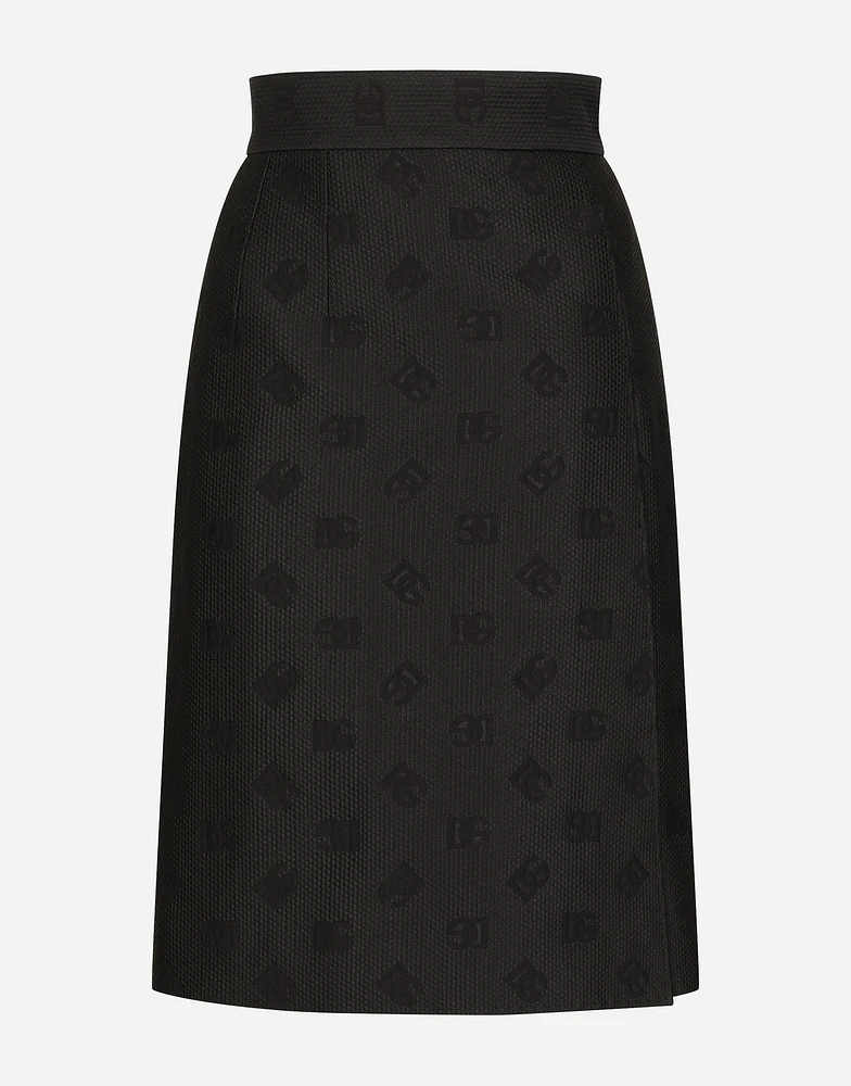 Quilted jacquard midi skirt with DG logo