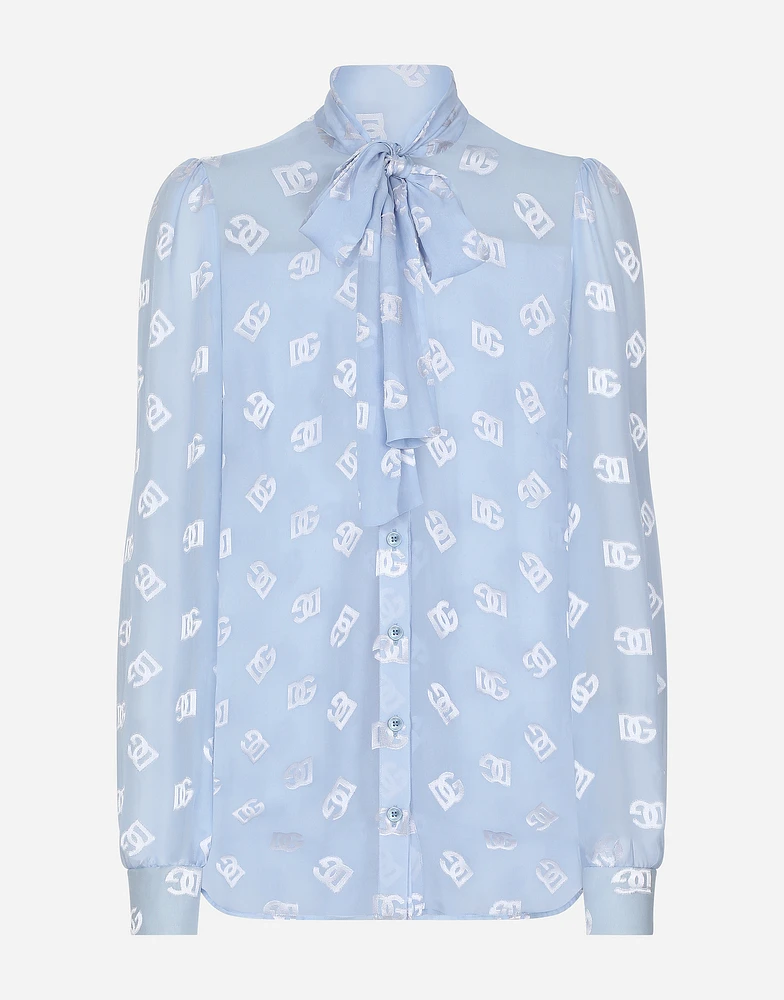 Dévoré silk shirt with DG logo