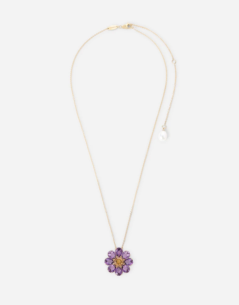 Spring Necklace 18-carat yellow gold and amethysts