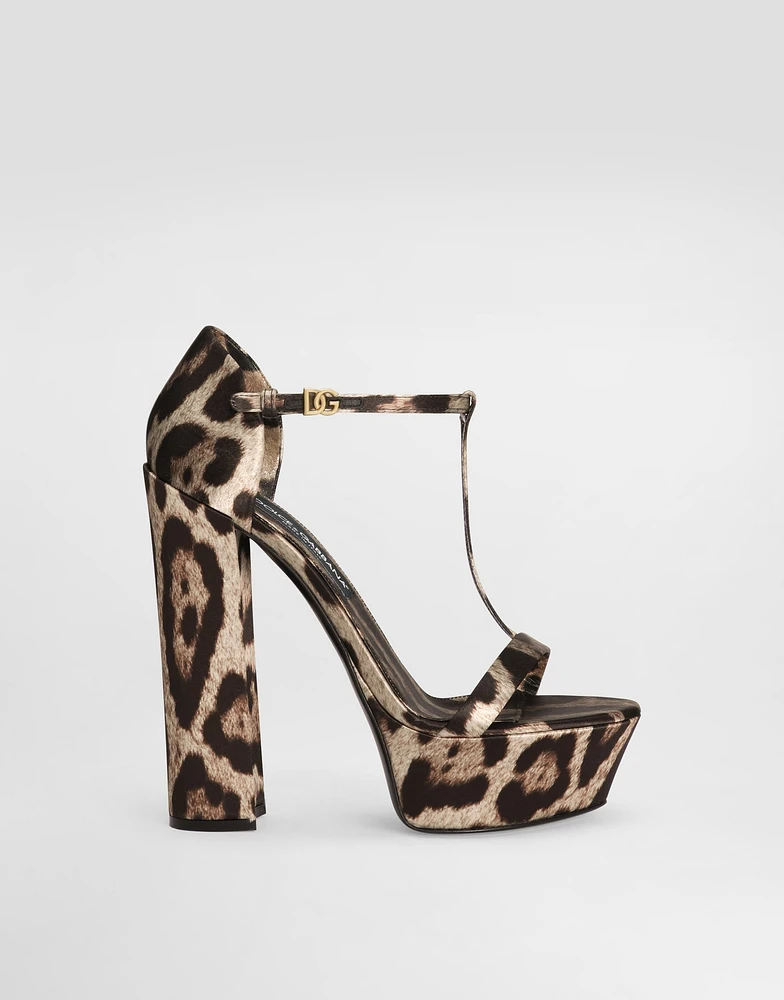 Printed satin sandals