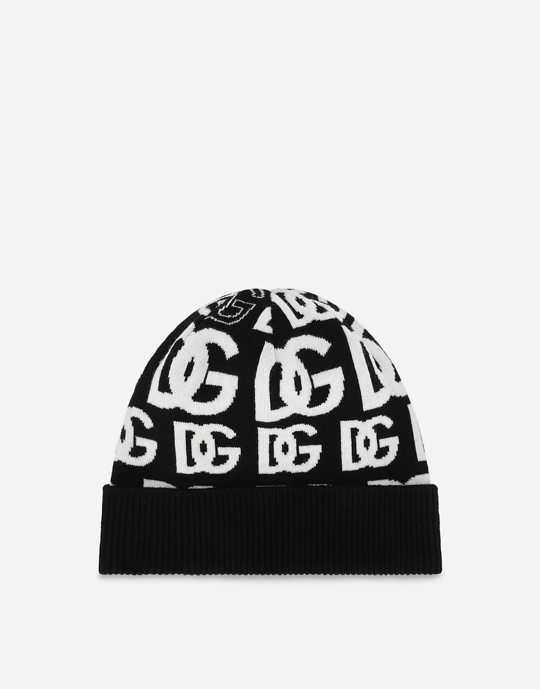 Cashmere hat with all-over DG logo