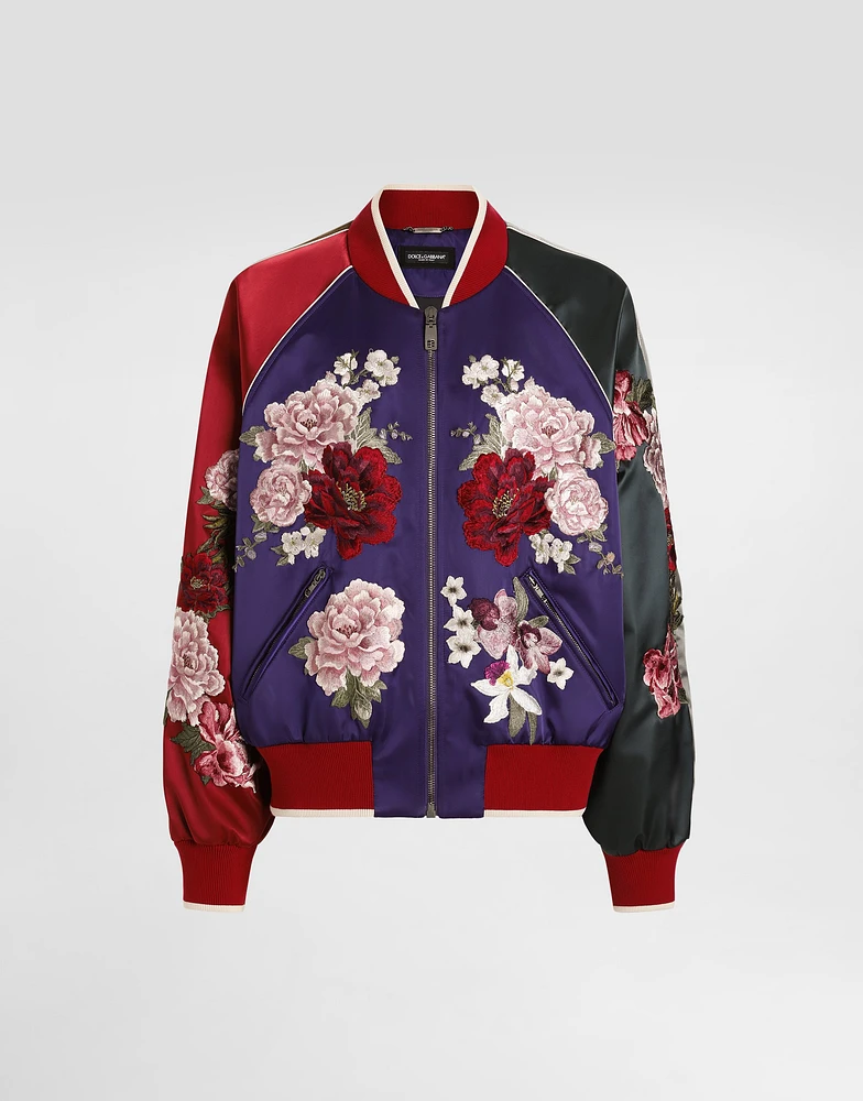 Satin jacket with patch