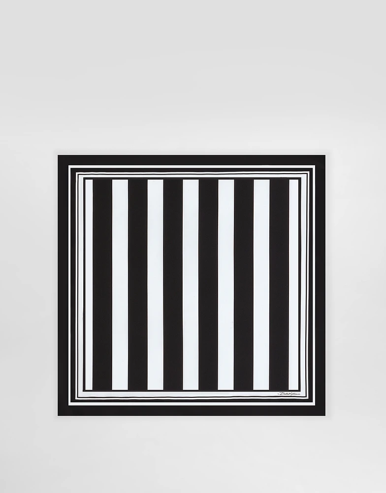 Striped-print silk twill foulard (50 x 50)
