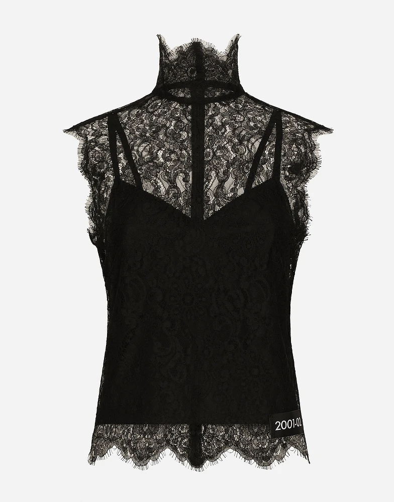 Sleeveless Chantilly lace top