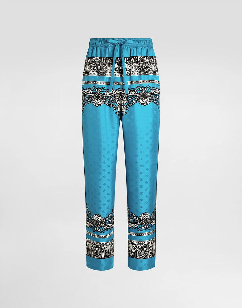 Silk pajama pants with bandanna print