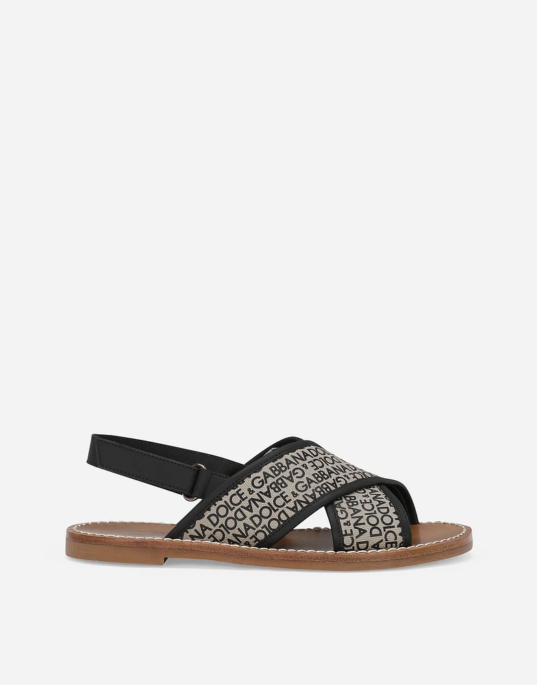 Canvas sandals with Dolce&Gabbana logo print