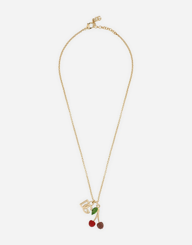 Necklace with DG logo and cherry charms
