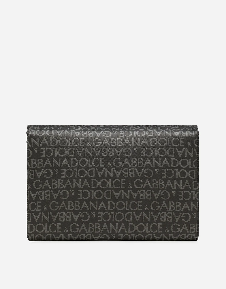 Coated jacquard crossbody bag