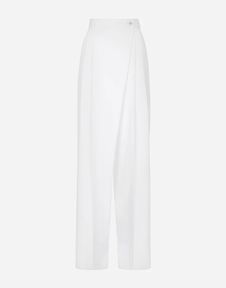 Flared cotton poplin pants