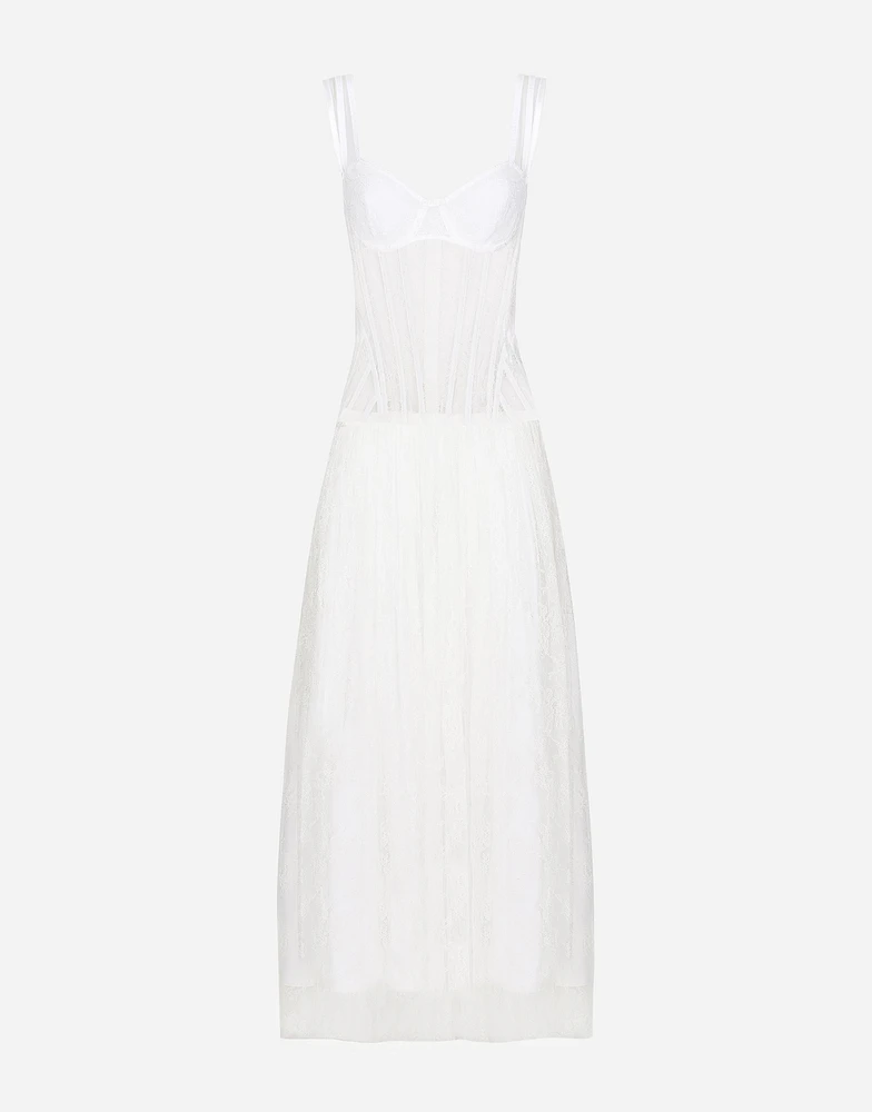 Long lace dress with corset detailing