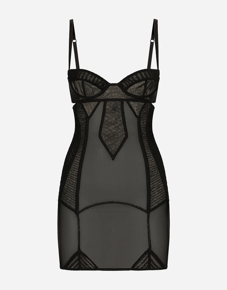 Tulle minidress with corset details