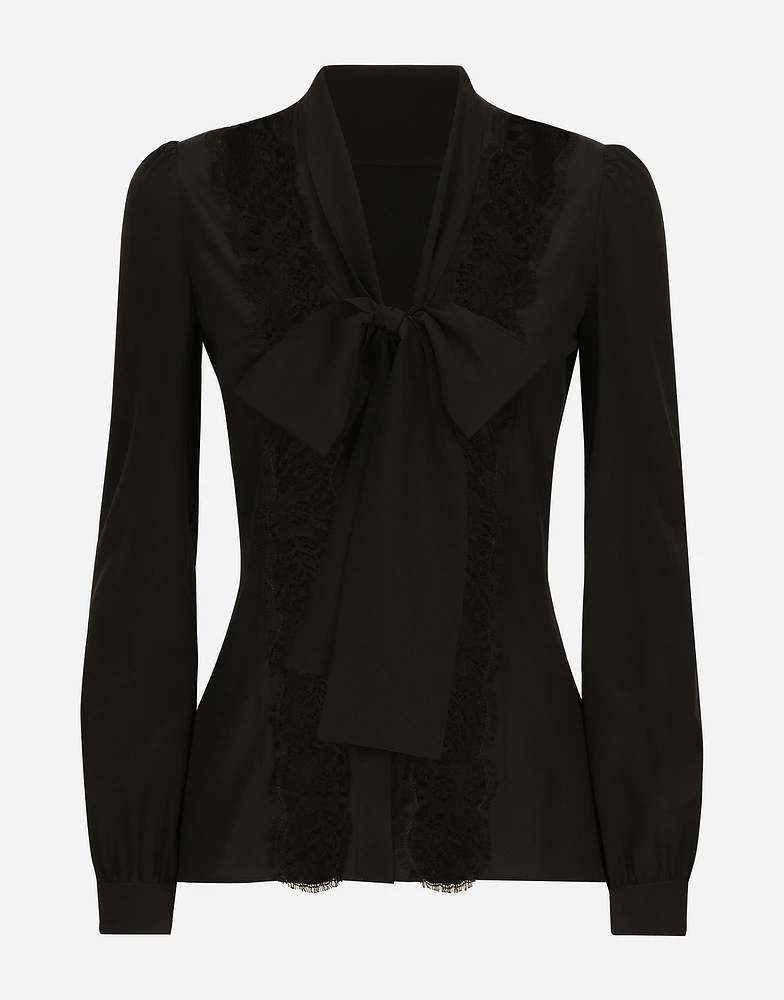 Silk shirt with lace inlay