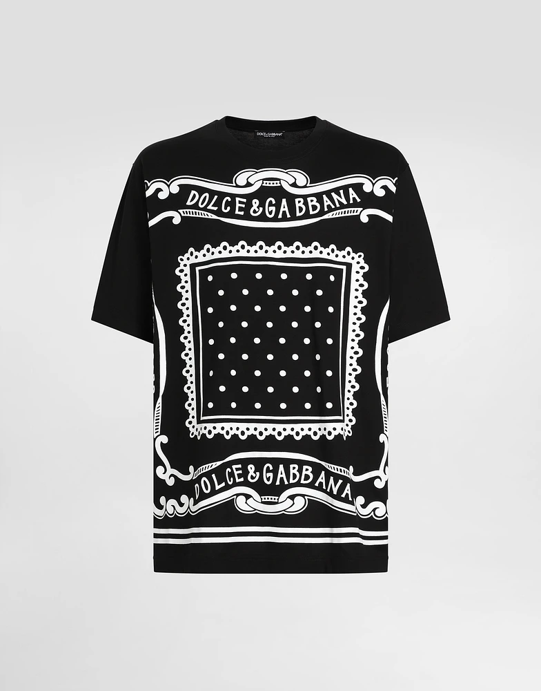Cotton T-shirt with bandanna print